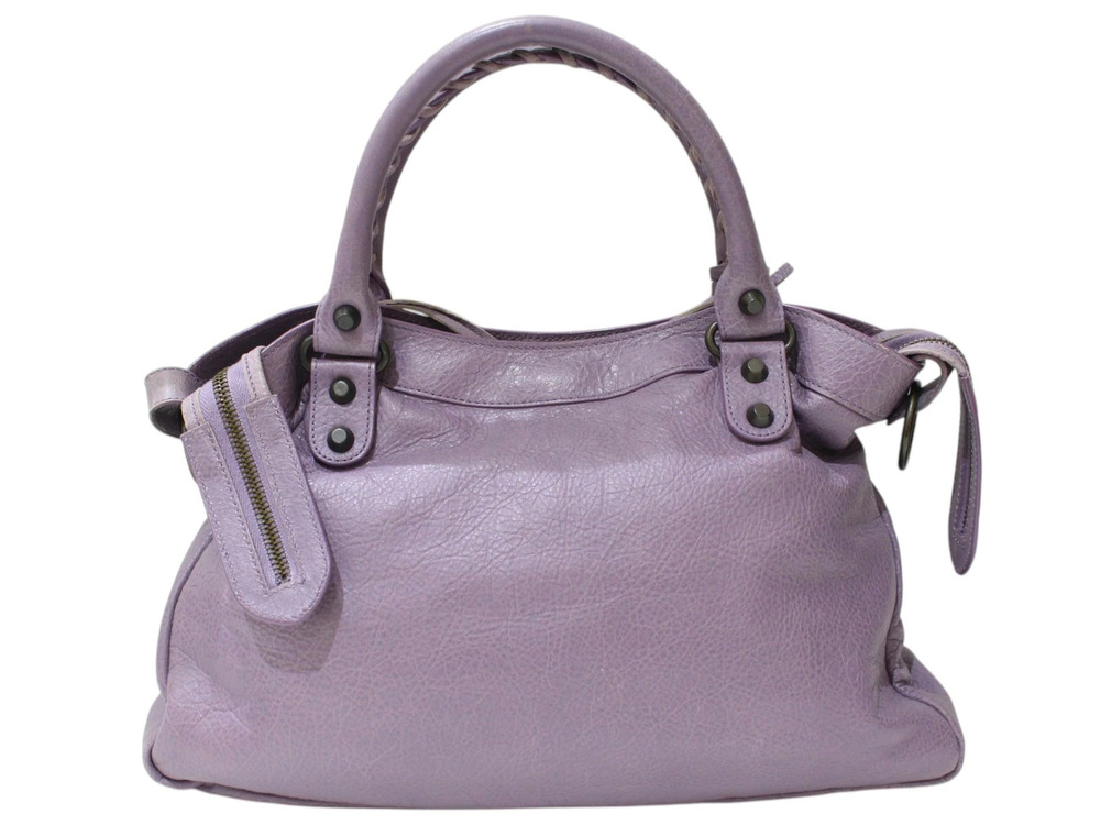 Balenciaga The Bag Shoulder Town Purple Leather 2way